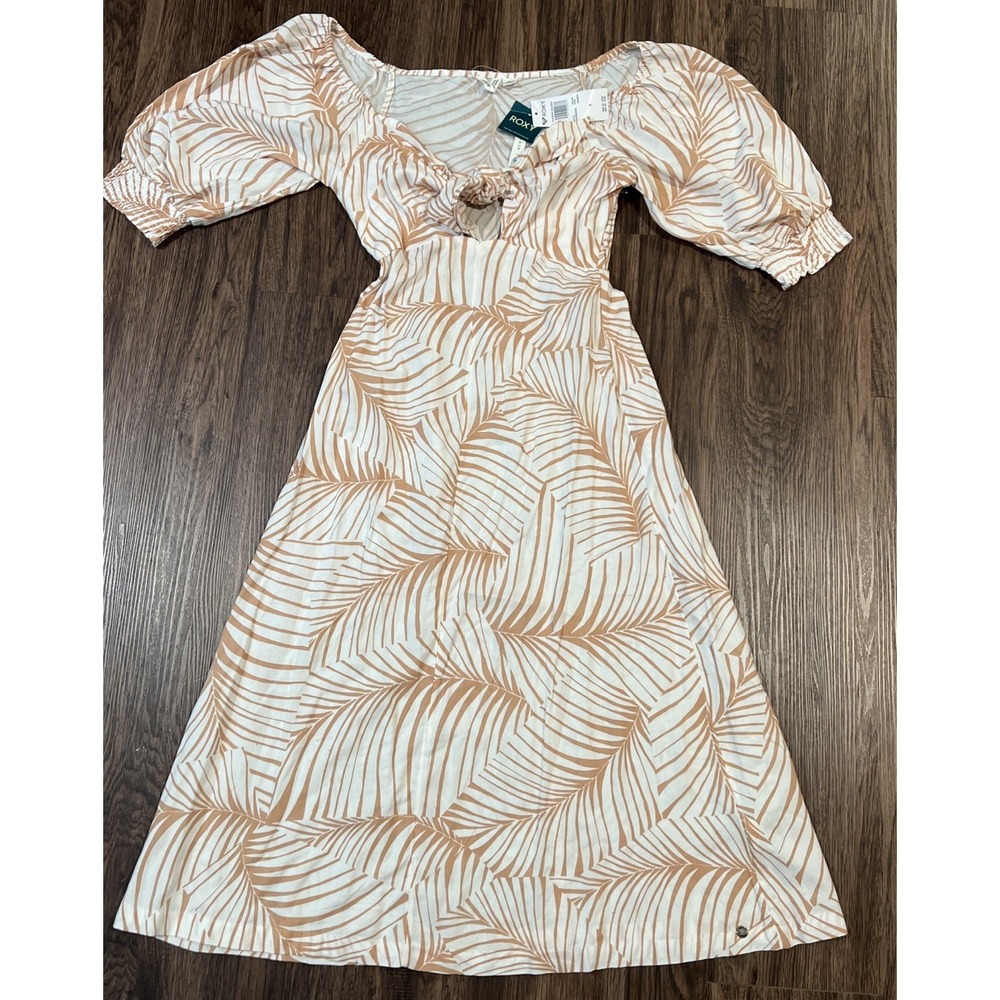 Roxy Juniors Evening Delight Print Toast Palm Tree Dreams Dress S